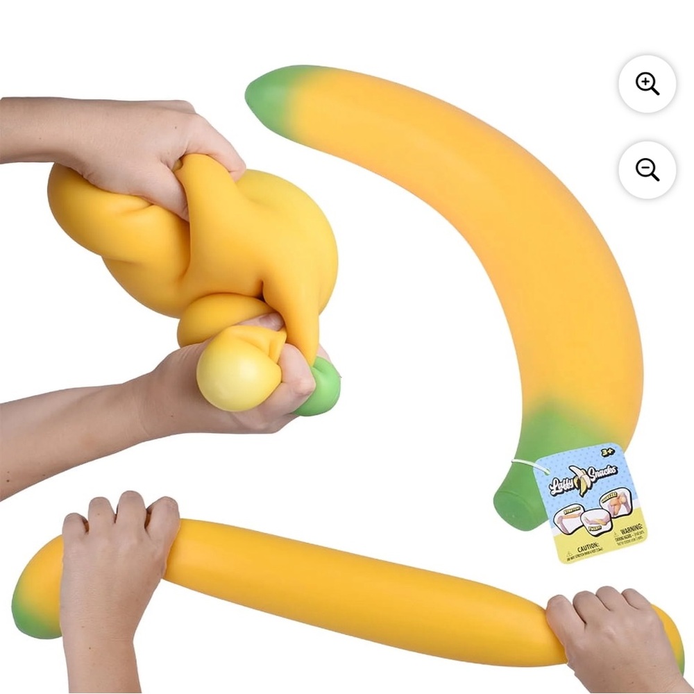 Sunny Days Laffy Snacks Squishy Stretchy Banana Toy 18" new with tags Squeeze